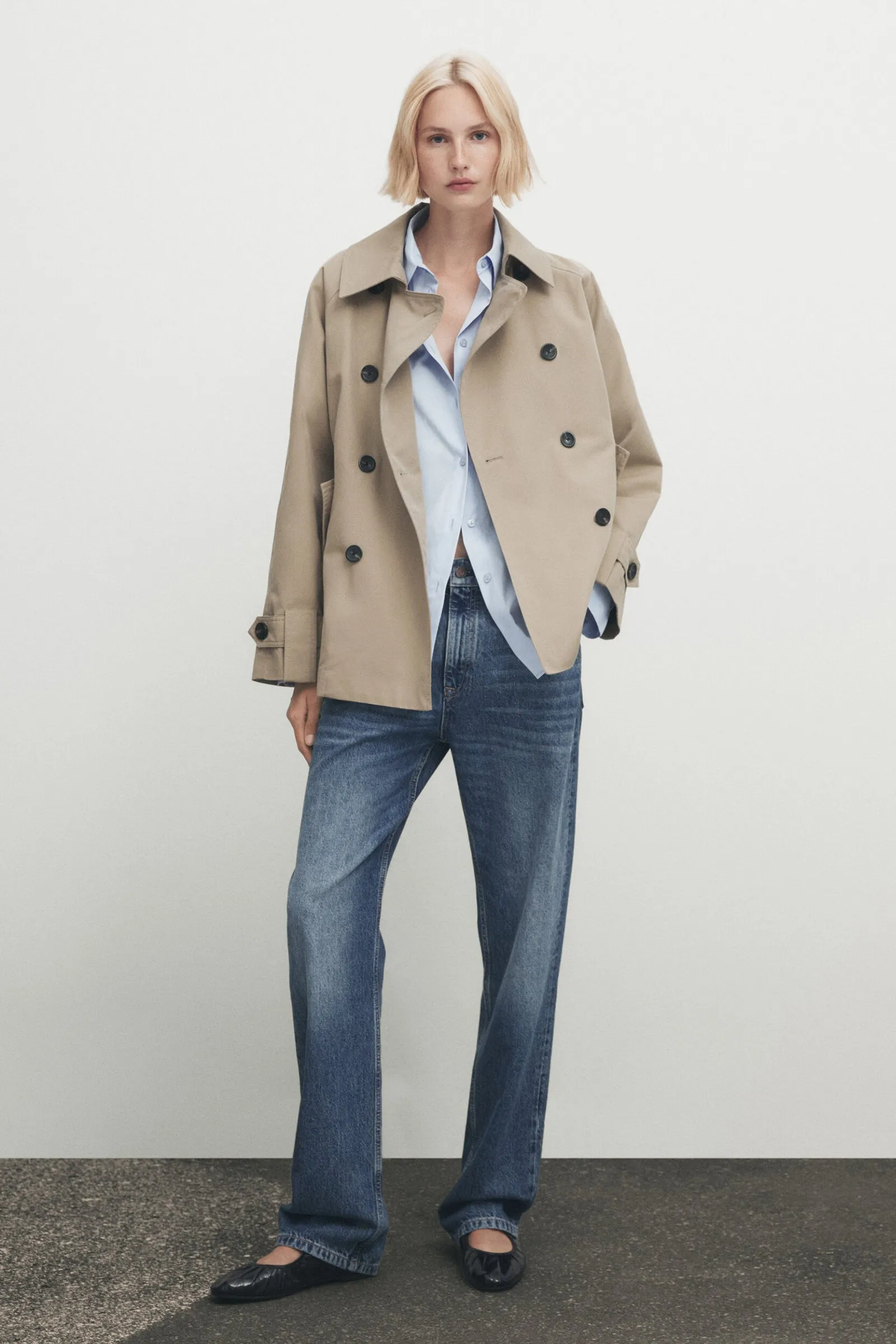 Short Trench Coat With Back Pleat