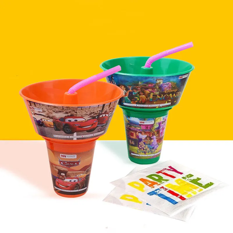 SNACKS BUCKET CUP WITH STRAW