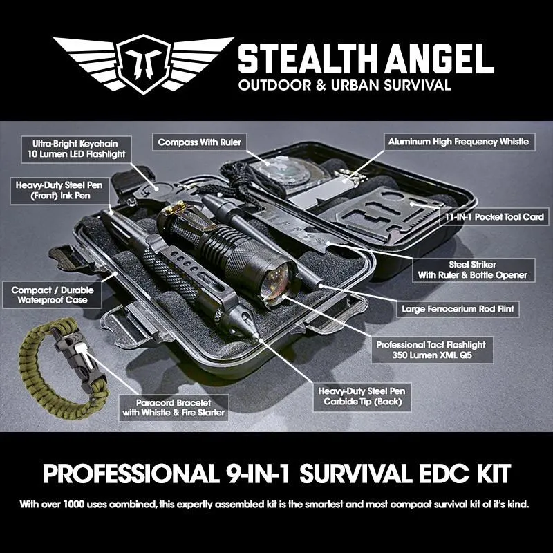 Stealth Angel 9-in-1 Survival Kit (With Paracord) (FREE) (FREE SHIPPING)