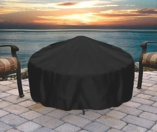 Sunnydaze Heavy-Duty Weather-Resistant Round Fire Pit Cover with Drawstring and Toggle Closure, Black PVC, 40 Inch Diameter