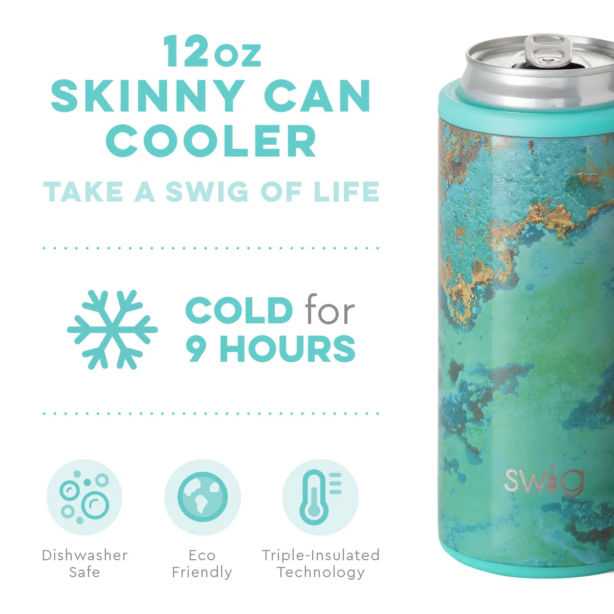 SWIG {COPPER PATINA} Skinny Insulated Stainless Steel Can Cooler (12 oz.)