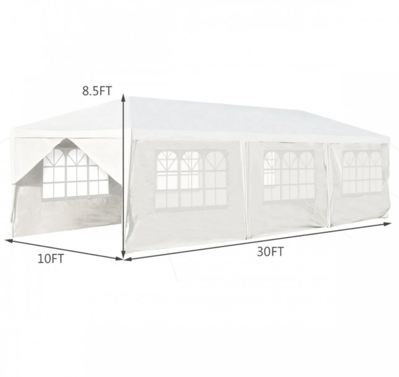 Very Cool 10x30 FT Heavy Duty Outdoor Canopy Tent With 6 Removable Sidewalls | 2 Doorways | Transparent Windows | Spacious | Patio