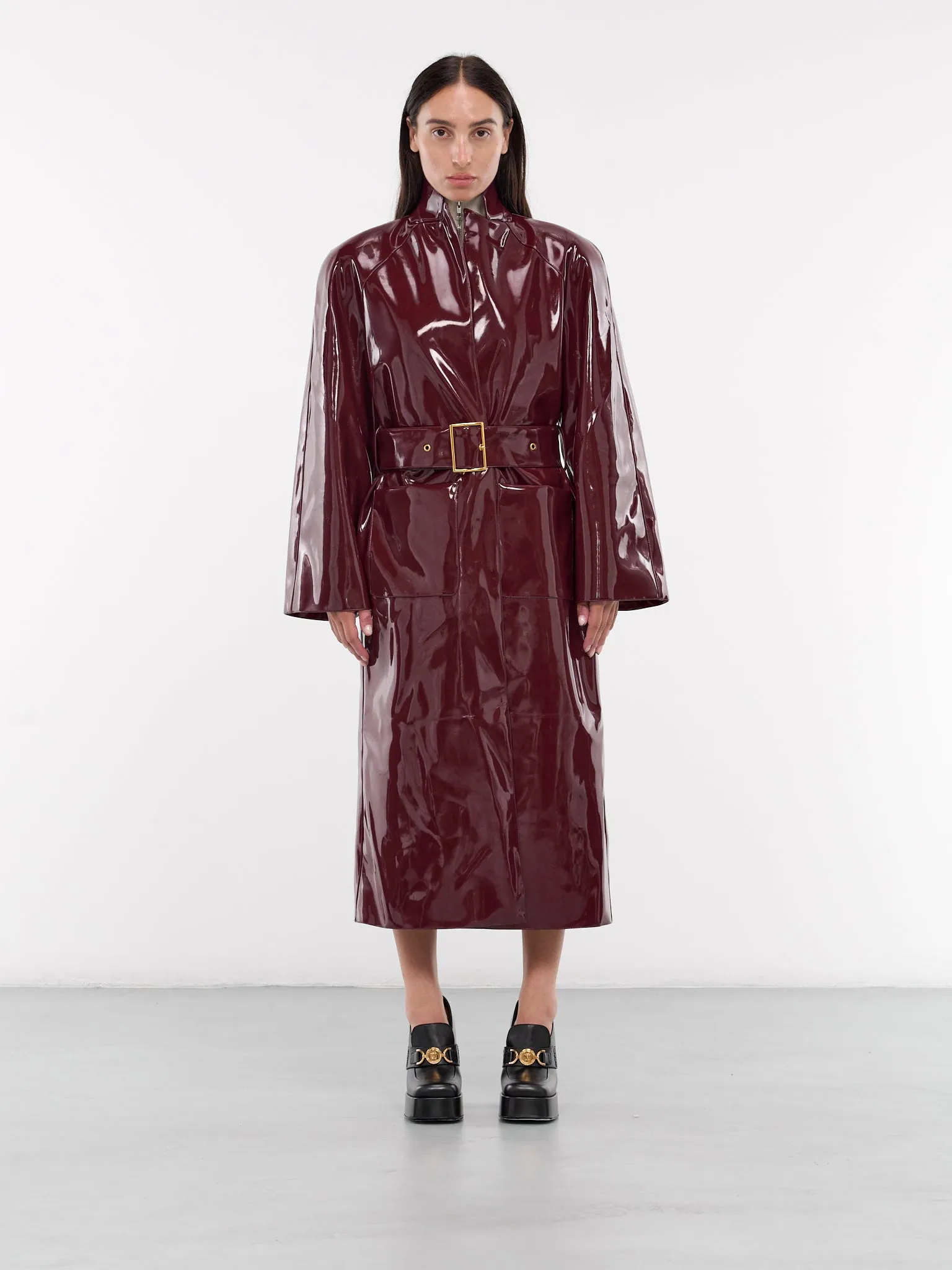 Vinyl Trench Coat (RR279-BORDEAUX)