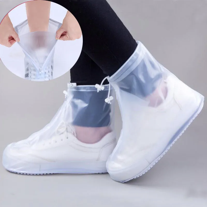 Waterproof shoe covers, wear-resistant, thickened, non-slip, adult rainy days, pvc transparent shoe covers, men's and women's high-top rainproof shoe covers