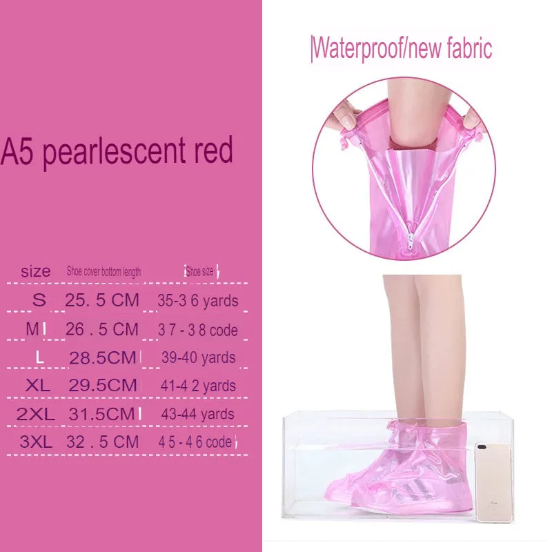 Waterproof shoe covers, wear-resistant, thickened, non-slip, adult rainy days, pvc transparent shoe covers, men's and women's high-top rainproof shoe covers