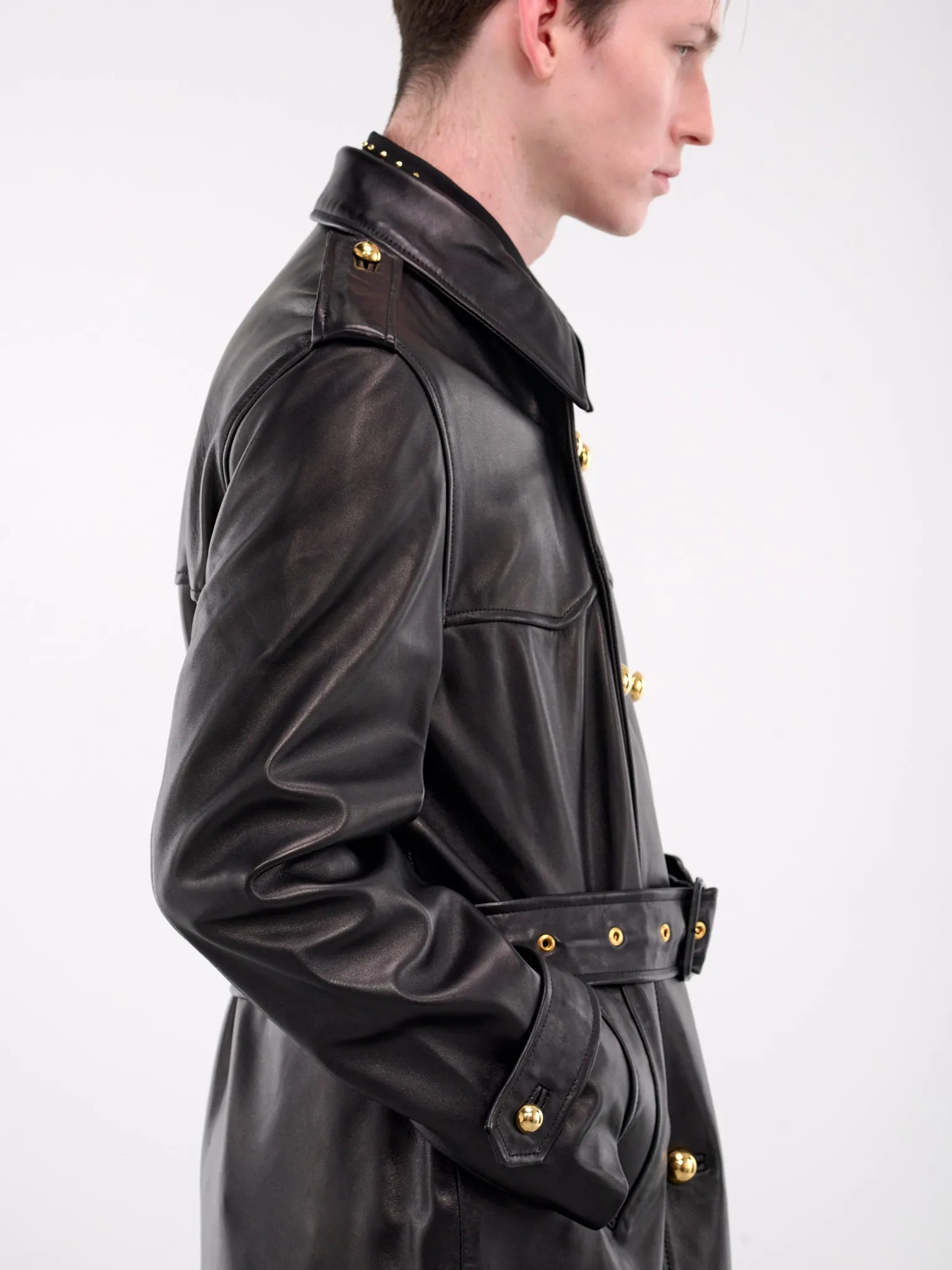 Western Leather Trench Coat (CO27L-LE01-BLACK)